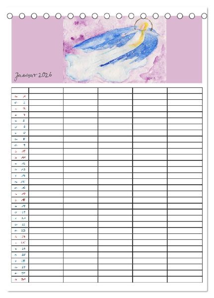 Engelhafter Familienplaner (Tischkalender 2026 DIN A5 hoch), CALVENDO Monatskalender