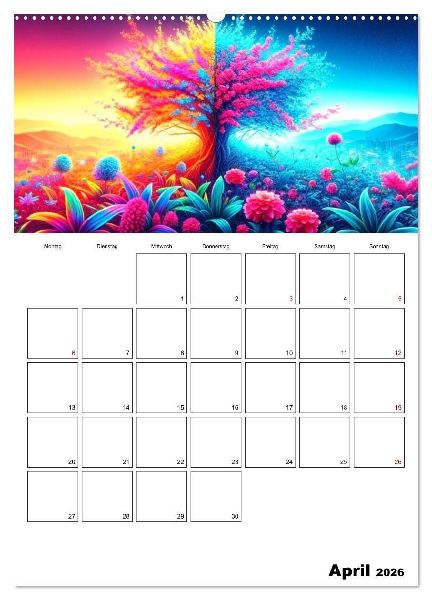 Neonlicht Familienplaner (Wandkalender 2026 DIN A2 hoch), CALVENDO Monatskalender