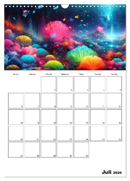 Neonlicht Familienplaner (Wandkalender 2026 DIN A3 hoch), CALVENDO Monatskalender