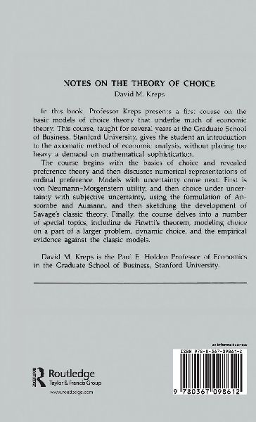 Notes On The Theory Of Choice