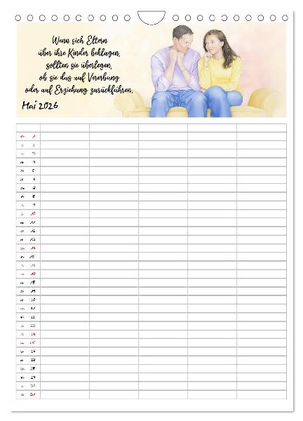 Elternsprüche Familienplaner (Wandkalender 2026 DIN A4 hoch), CALVENDO Monatskalender