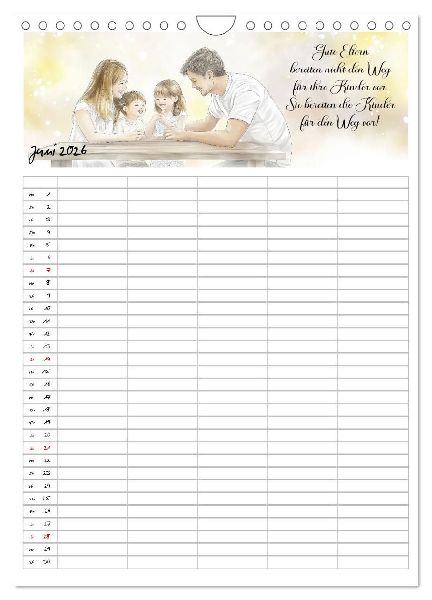 Elternsprüche Familienplaner (Wandkalender 2026 DIN A4 hoch), CALVENDO Monatskalender
