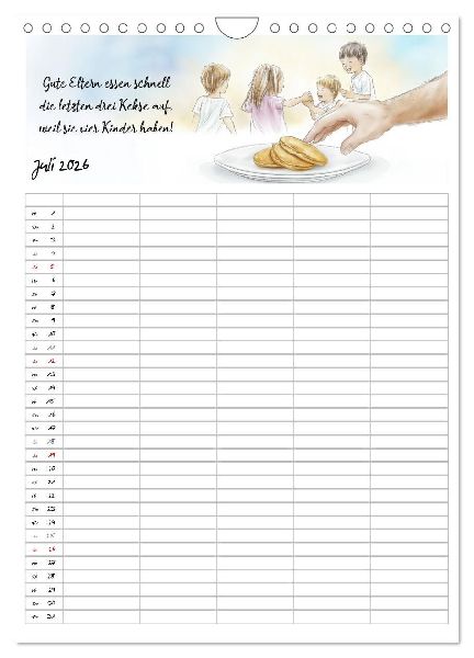 Elternsprüche Familienplaner (Wandkalender 2026 DIN A4 hoch), CALVENDO Monatskalender