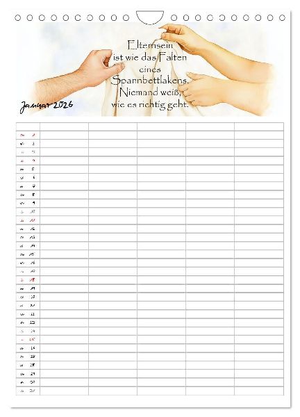 Elternsprüche Familienplaner (Wandkalender 2026 DIN A4 hoch), CALVENDO Monatskalender