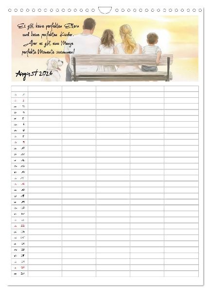 Elternsprüche Familienplaner (Wandkalender 2026 DIN A3 hoch), CALVENDO Monatskalender