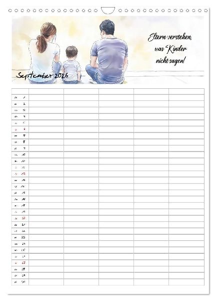 Elternsprüche Familienplaner (Wandkalender 2026 DIN A3 hoch), CALVENDO Monatskalender