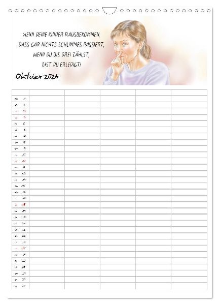 Elternsprüche Familienplaner (Wandkalender 2026 DIN A3 hoch), CALVENDO Monatskalender