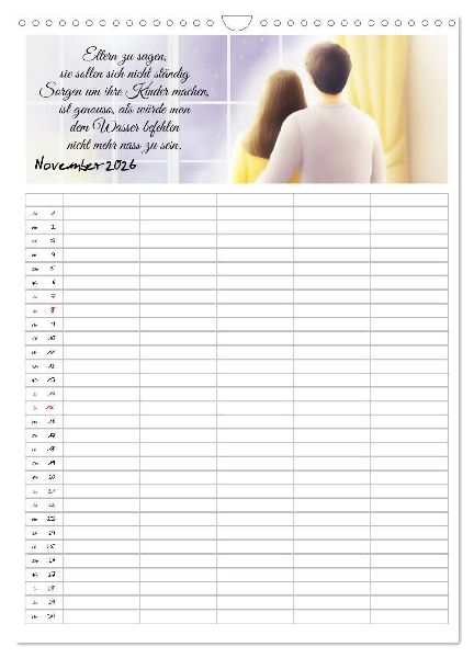 Elternsprüche Familienplaner (Wandkalender 2026 DIN A3 hoch), CALVENDO Monatskalender