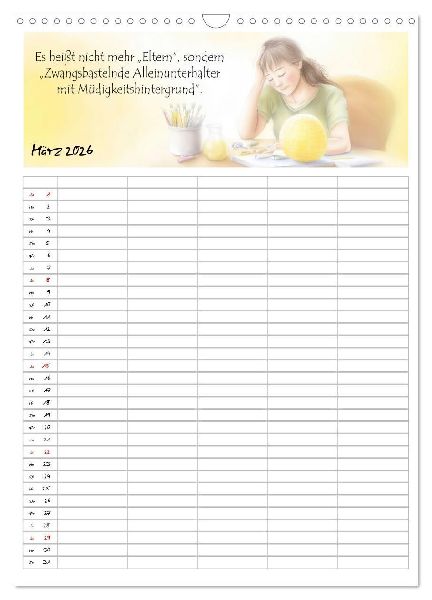 Elternsprüche Familienplaner (Wandkalender 2026 DIN A3 hoch), CALVENDO Monatskalender