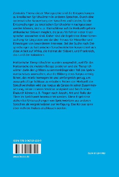 Kreolische Bibliothek 17: Die haitianischen Tiersprichwörter und ihre Herkunft