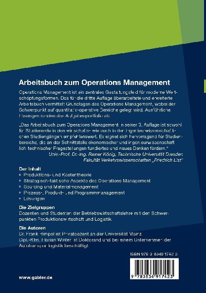 Arbeitsbuch zum Operations Management