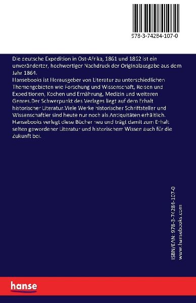 Die deutsche Expedition in Ost-Afrika, 1861 und 1862