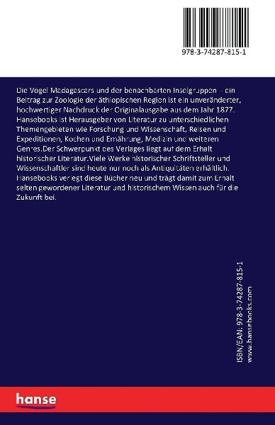 Die Vögel Madagascars und der benachbarten Inselgruppen