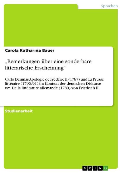 "Bemerkungen über eine sonderbare litterarische Erschein...