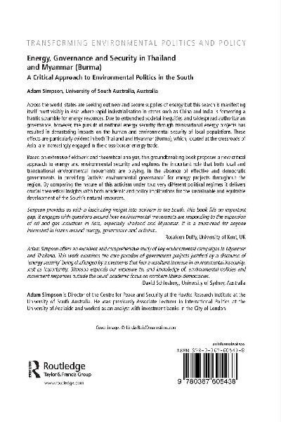 Energy, Governance and Security in Thailand and Myanmar (Burma)