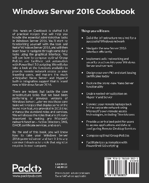 Windows Server 2016 Cookbook