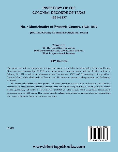 Inventory of the Colonial Records of Texas