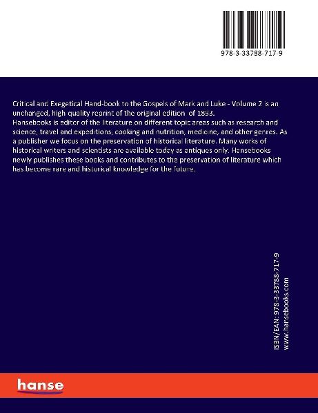 Critical and Exegetical Hand-book to the Gospels of Mark and Luke