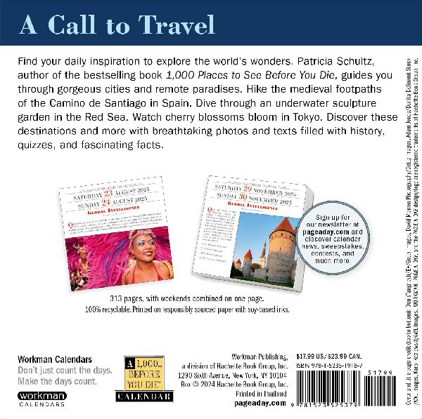 1,000 Places to See Before You Die Page-A-Day(r) Calendar 2025