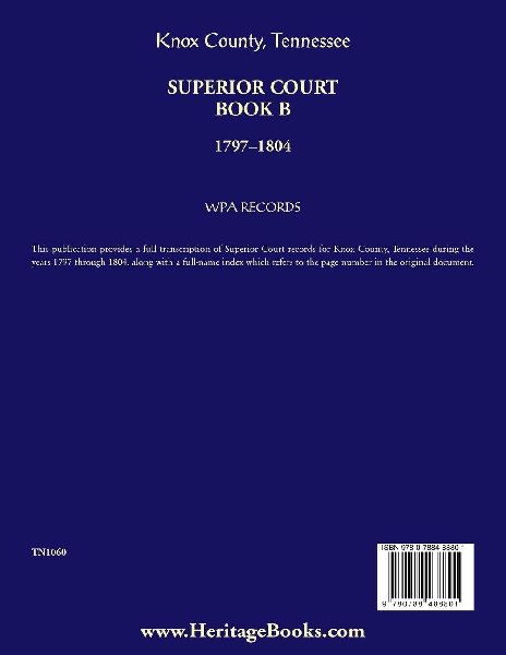 Knox County, Tennessee Superior Court Book B, 1797-1804