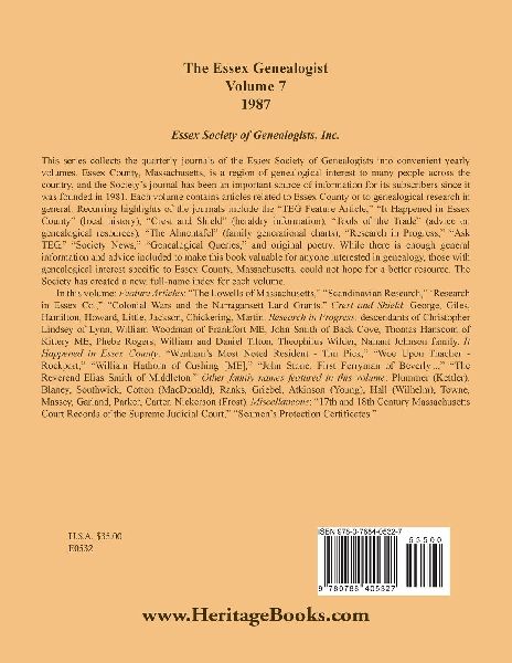 The Essex Genealogist, Volume 7, 1987