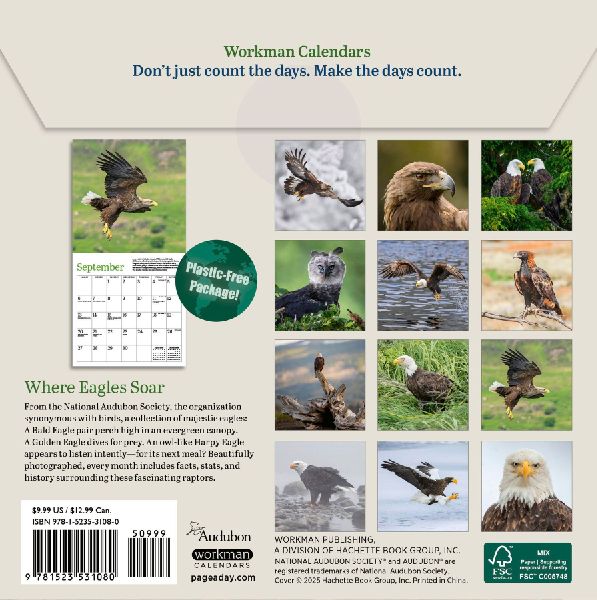 Audubon Eagles Mini Wall Calendar 2026