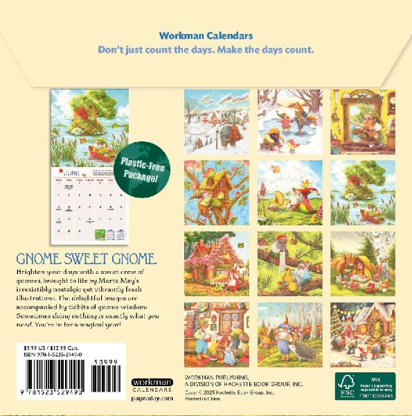 Gnome Life Mini Wall Calendar 2026