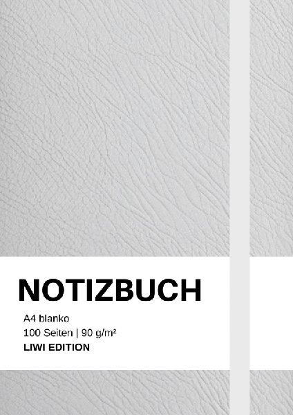 Notizbuch A4 blanko weiß / hellgrau - 100 Seiten Soft Cover -...