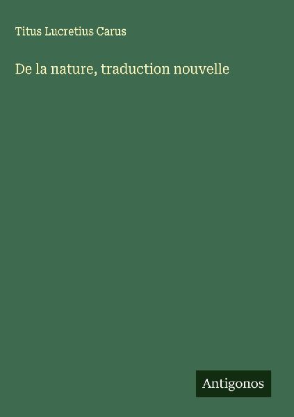 De la nature, traduction nouvelle