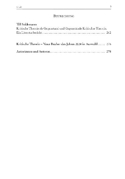 Zeitschrift für kritische Theorie / Zeitschrift für kritische Theorie, Heft 60/61 (2025)