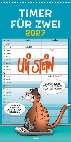 Uli Stein Timer für zwei 2027: Monatskalender für die Wand
