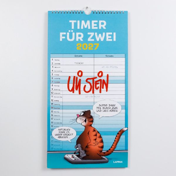Uli Stein Timer für zwei 2027: Monatskalender für die Wand