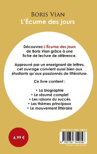 Fiche de lecture L'Écume des jours (Étude intégrale)