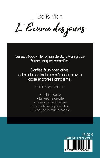L'Écume des jours de Boris Vian (fiche de lecture et analyse complète de l'oeuvre)
