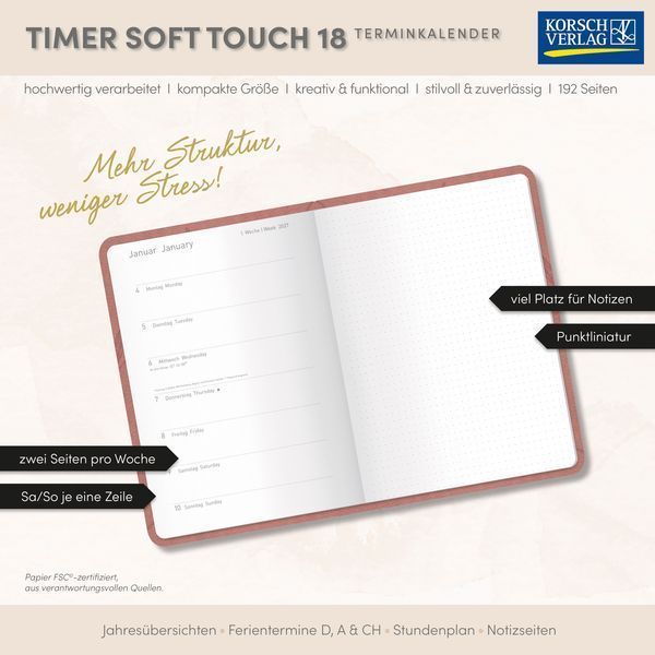 Timer Soft Touch 18 Monate rosewood 2027/2028