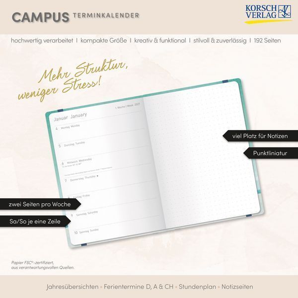 Terminkalender Campus Palmen 18 Monate 2027/2028