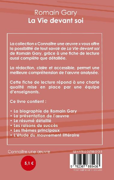 Fiche de lecture La Vie devant soi de Romain Gary (Analyse littéraire de référence et résumé complet)