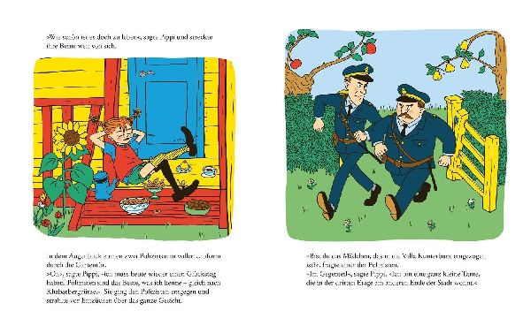 Pippi Langstrumpf spielt Fangen mit Polizisten