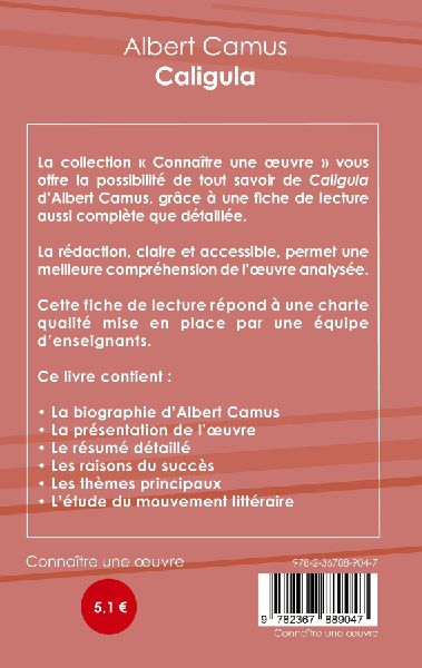 Fiche de lecture Caligula de Albert Camus (Analyse littéraire de référence et résumé complet)