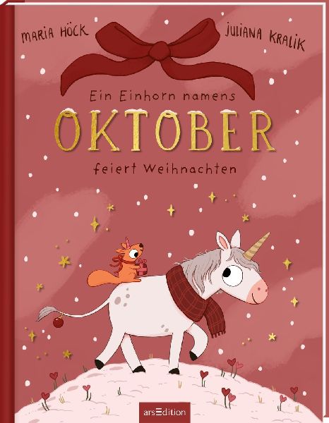 Ein Einhorn namens Oktober feiert Weihnachten