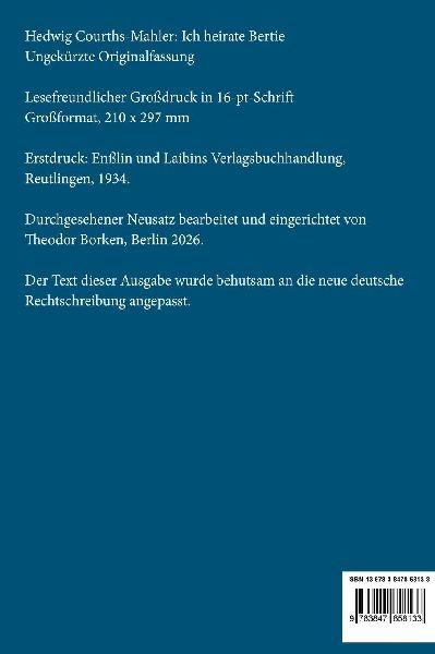 Ich heirate Bertie (Großdruck)