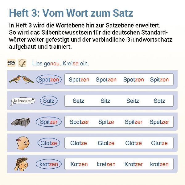Lesen mit Rico Schnabel, Heft 3: Vom Wort zum Satz - silbierte Ausgabe