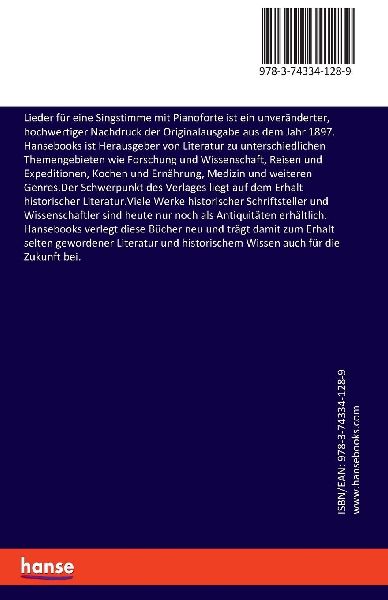 Lieder für eine Singstimme mit Pianoforte
