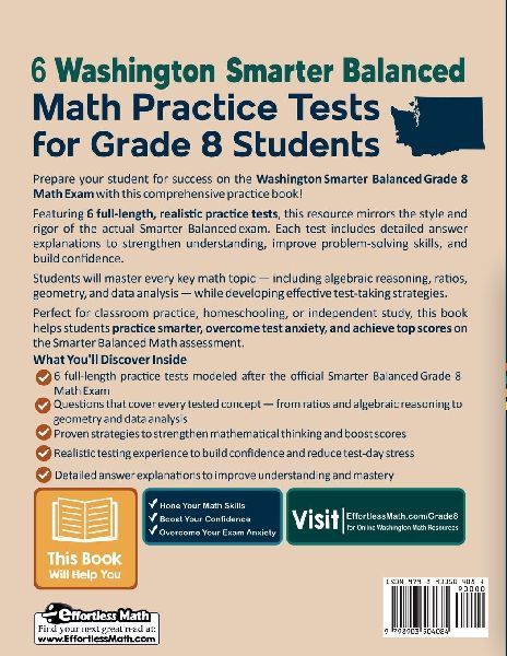 6 Washington Smarter Balanced Math Practice Tests for Grade 8 Students ...