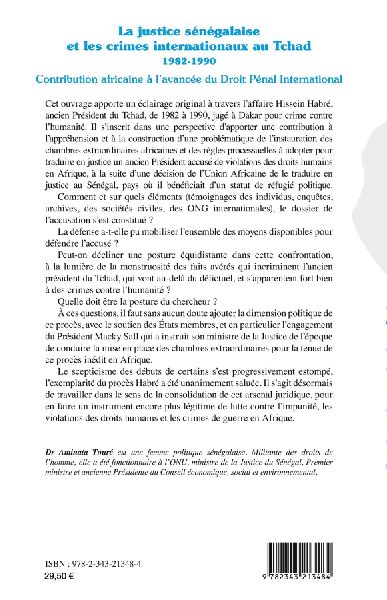 La justice sénégalaise et les crimes internationaux au Tchad 1982-1990