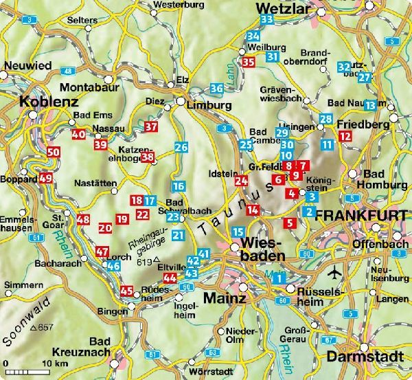 ROTHER Wanderführer Taunus. 50 Touren im Bergland zwischen Lahn, Rhein und Main