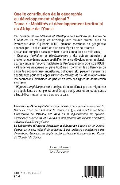 Quelle contribution de la géographie au développement régional ? Tome 1