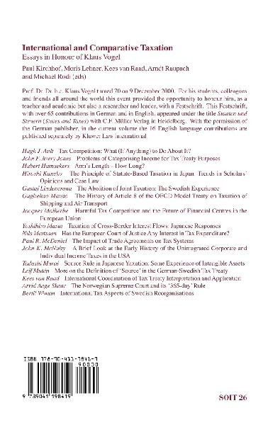 International and Comparative Taxation, Essays in Honour of Klaus Vogel