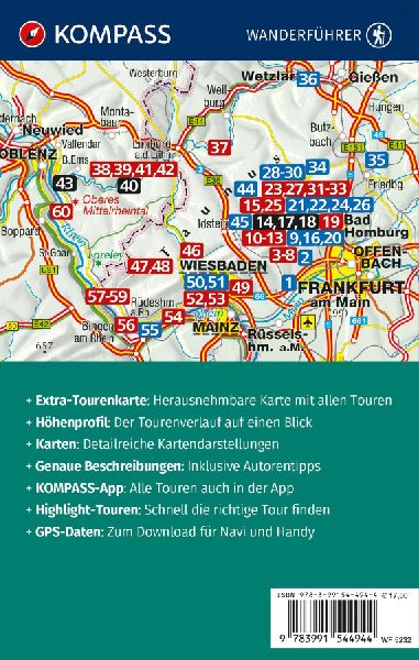 KOMPASS Wanderführer Taunus, Naturpark Taunus, Naturpark Rhein-Taunus, Lahn-Taunus, 60 Touren mit Extra-Tourenkarte