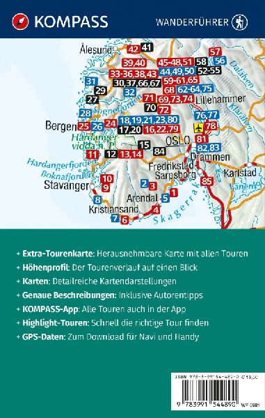 KOMPASS Wanderführer Norwegen Süd, von Oslo bis zum Romsdalen, 85 Touren mit Extra-Tourenkarte
